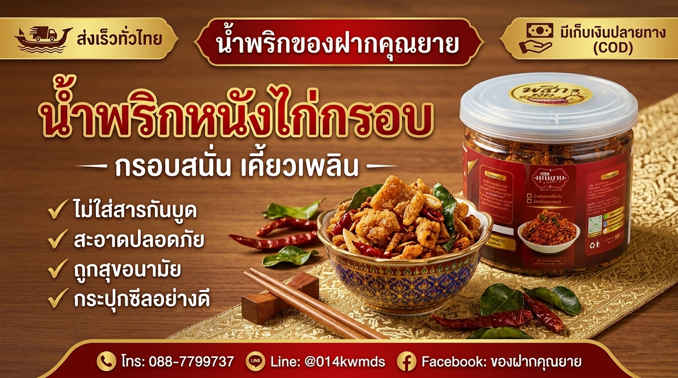น้ำพริกหนังไก่แซ่บกรอบ l 110กรัม